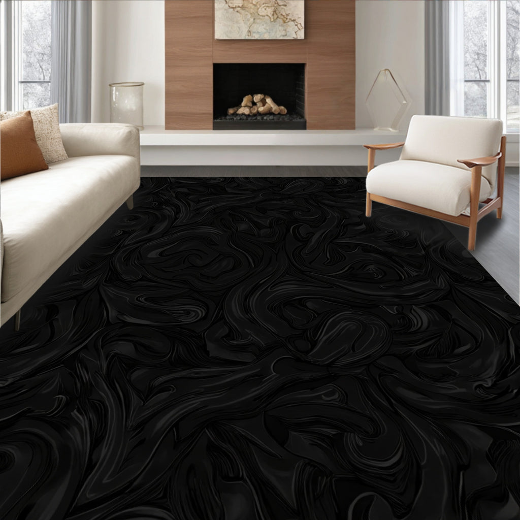 Dark Fluid Swirl Effect Rug