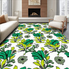 Bold Green Leafy Floral Pattern Rug