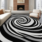 Monochrome Swirl Abstract Rug