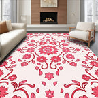 Pink Floral Vines Contemporary Rug