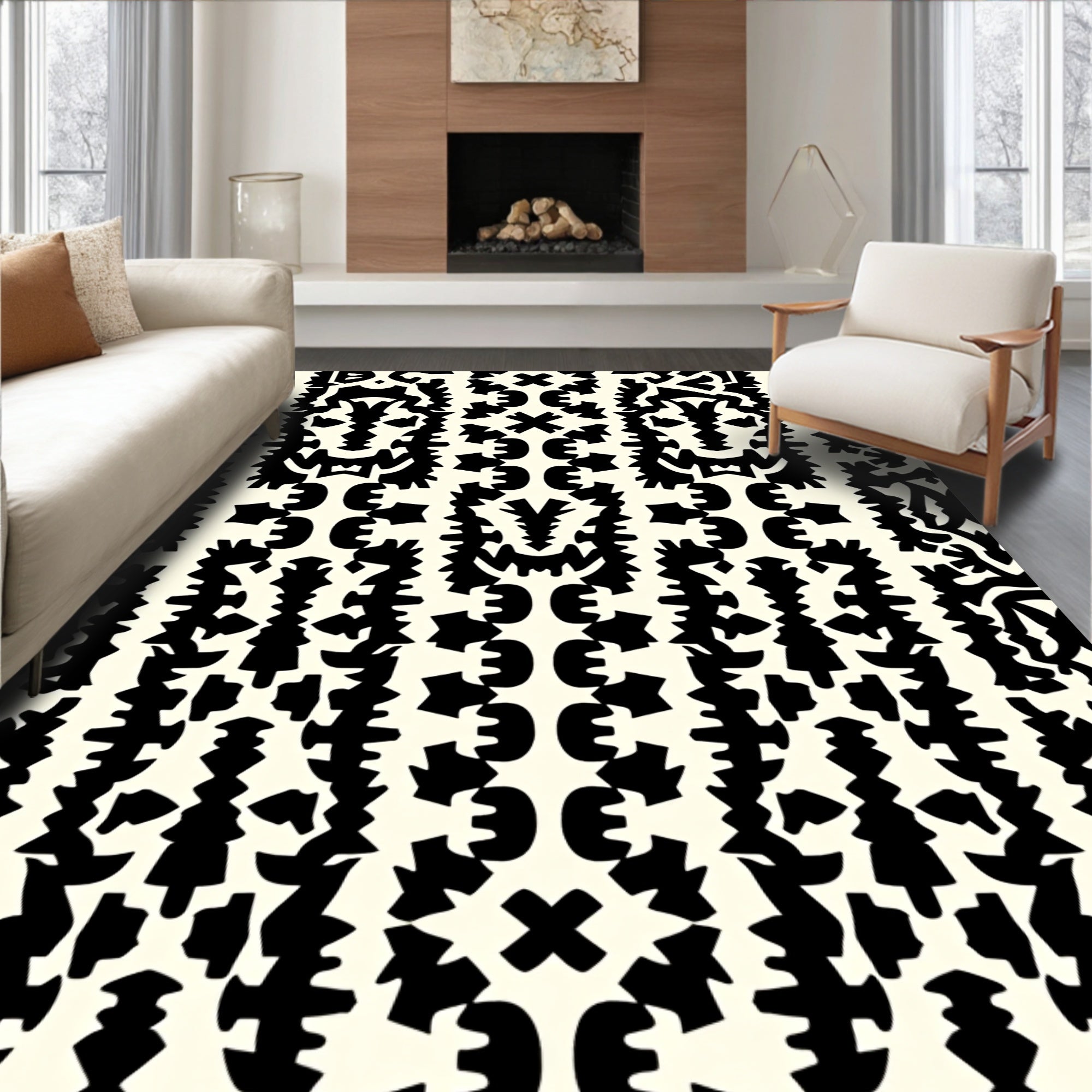 Bold Abstract Vertical Stripe Design Rug