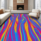 Vibrant Pink Blue Abstract Flow Rug