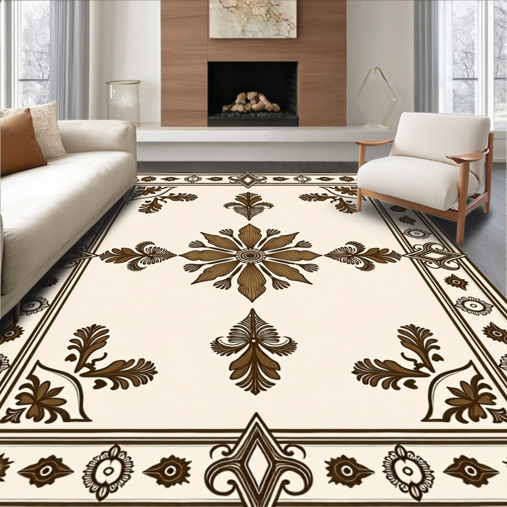 Elegant Floral Bordered Design Rug