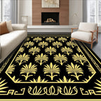 Art Deco Golden Floral Pattern Rug