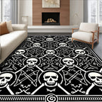 Macabre Black White Skull Repeat Rug