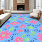 Pink Floral Leaf Pattern Rug