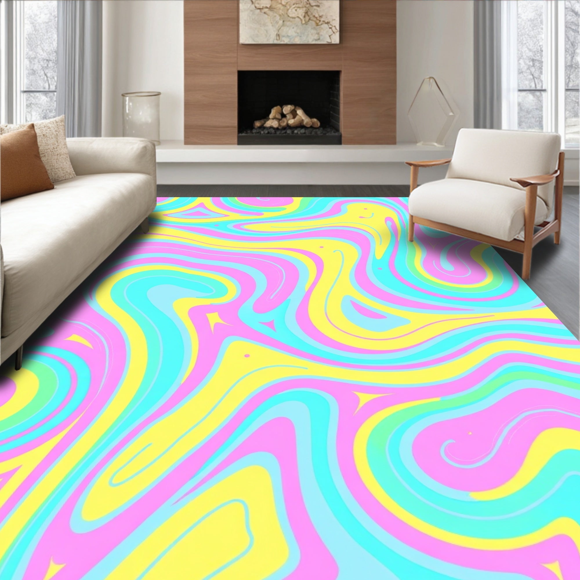 Pastel Swirl Abstract Pattern Rug