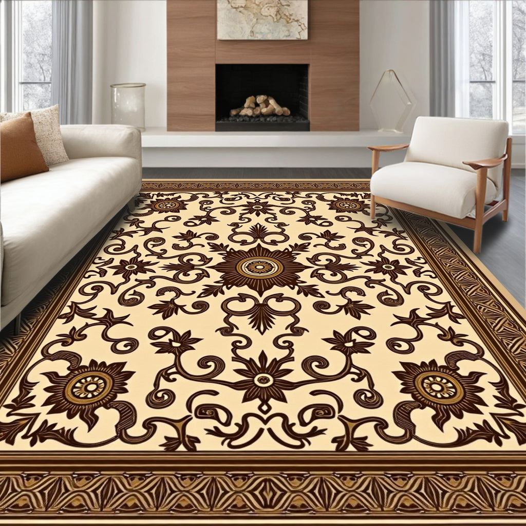 Classic Floral Scroll Pattern Rug