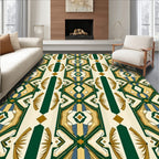 Geometric Emerald Gold Diamond Arrangement Rug