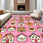 Whimsical Gingerbread Houses Collection Pink Rug