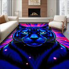 Vibrant Blue Neon Cat Rays Rug