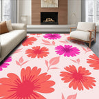 Vibrant Pink Orange Floral Pattern Rug