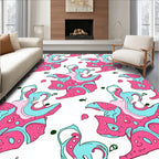 Abstract Pink Blue Swirls Pattern Rug