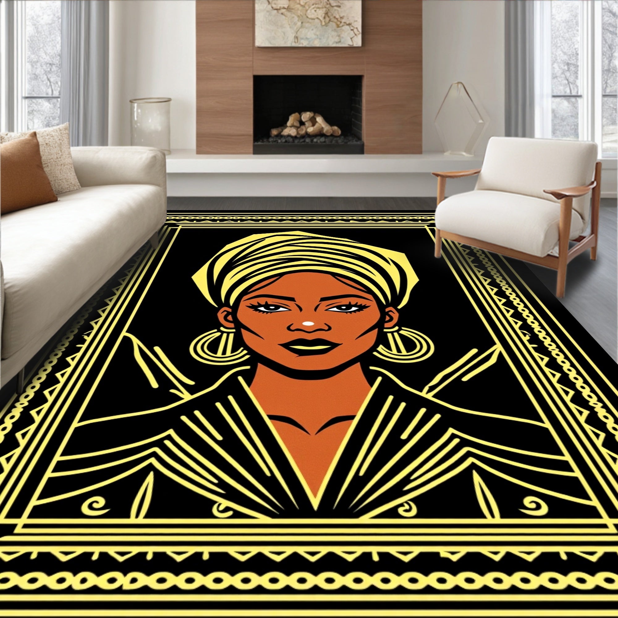 Bold Geometric Portrait Rug