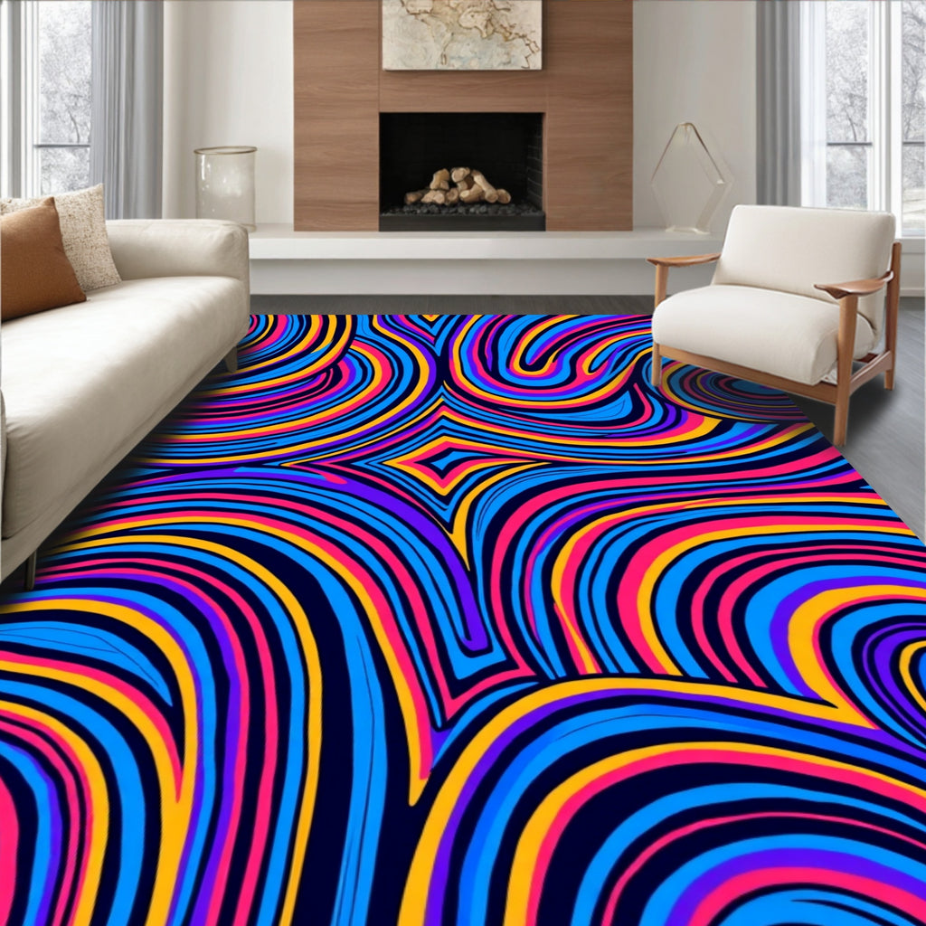 Vibrant Swirling Stripe Pattern Design Rug