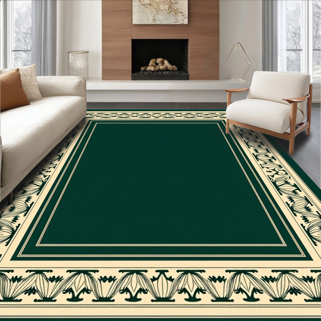 Classic Floral Border Pattern Rug