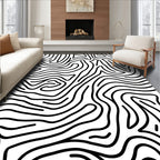 Bold Black White Contour Pattern Rug