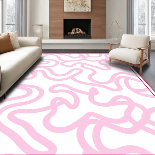 Abstract Pink Swirls Pattern Rug