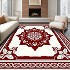 Detailed Floral Medallion Border Pattern Rug