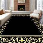 Ornate Gold Scrollwork Border Design Rug