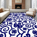 Blue Floral Vine Scroll Rug