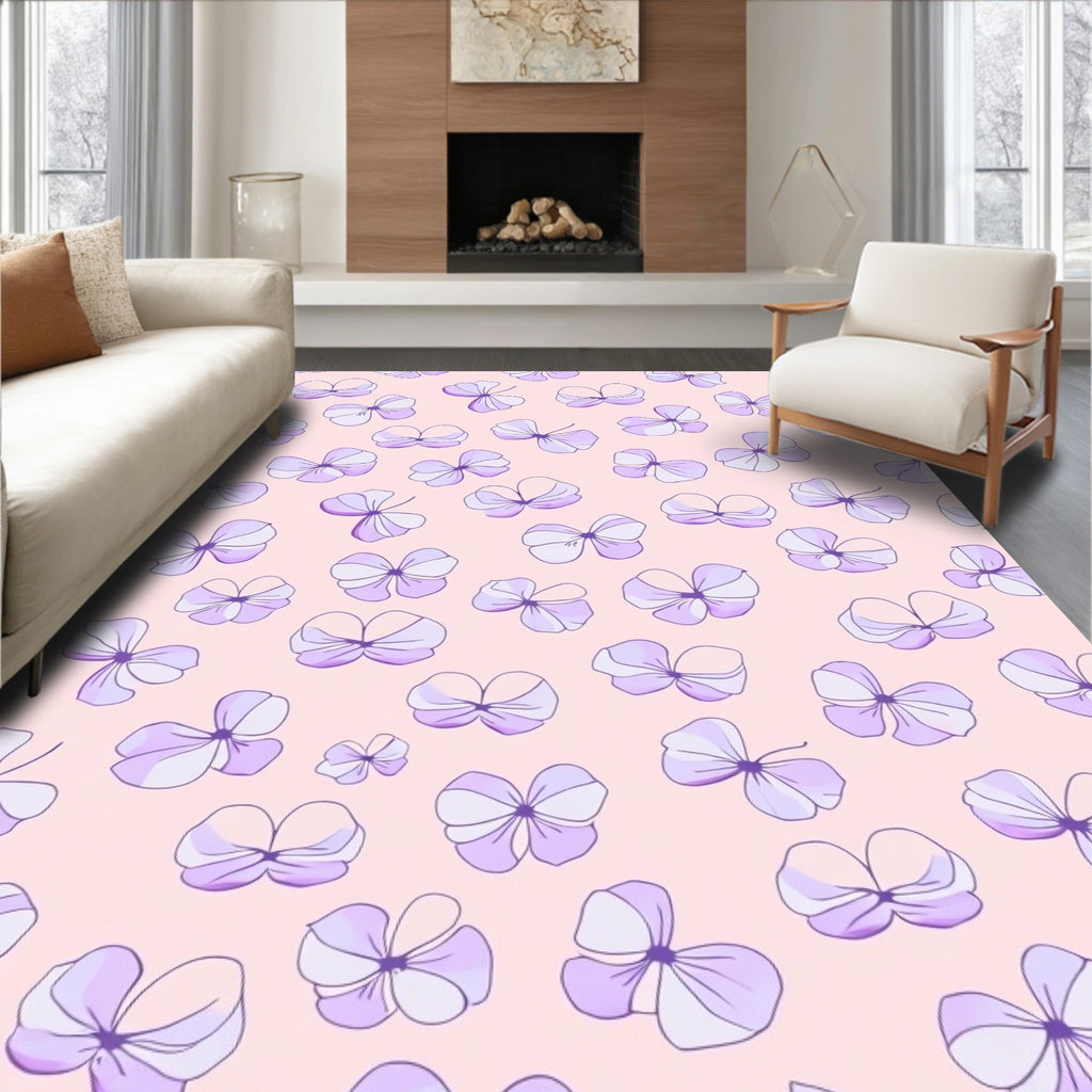 Lavender Lilac Floral Print Rug