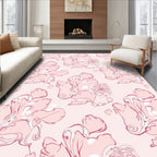 Delicate Floral Swirl Pink Pattern Rug