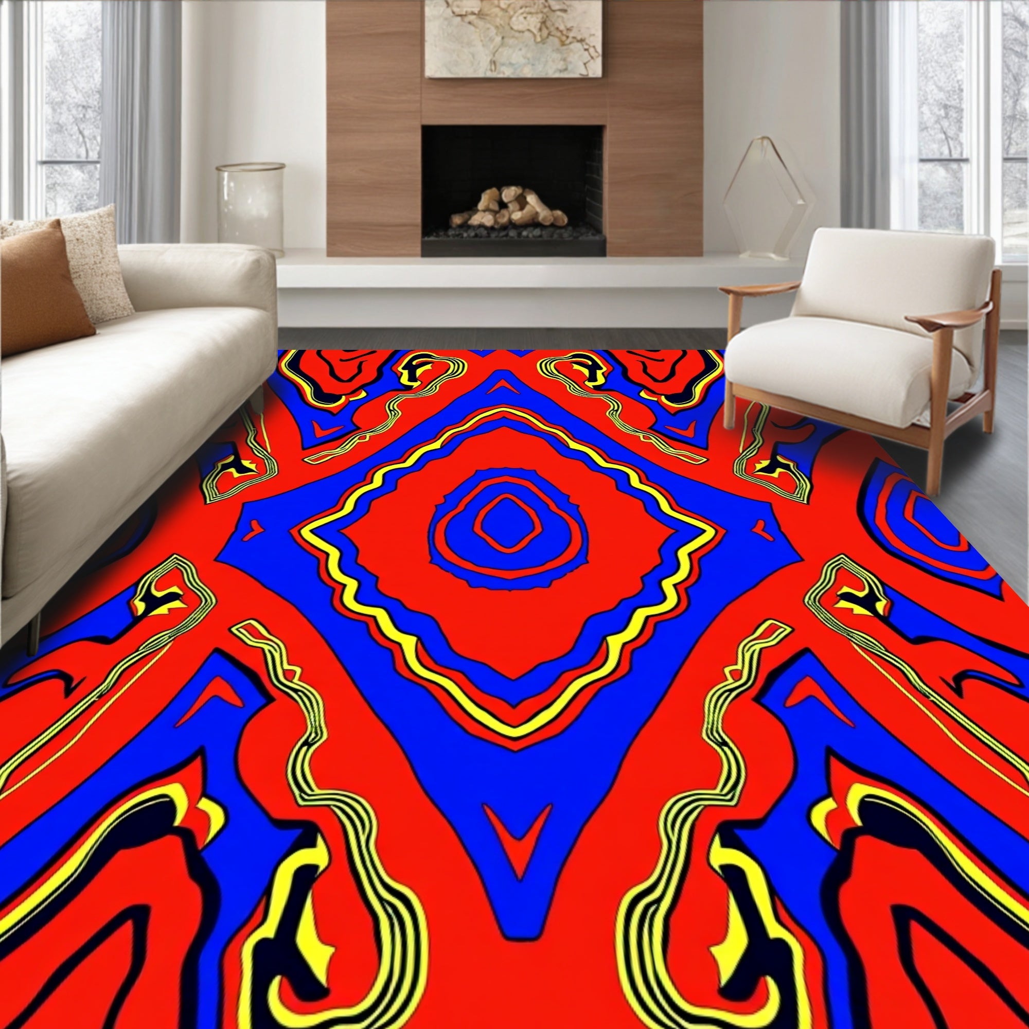 Bold Geometric Flow Rug