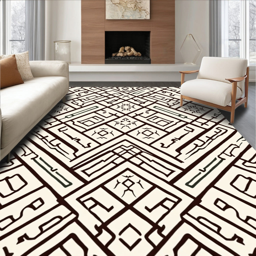 Abstract Geometric Line Art Pattern Rug