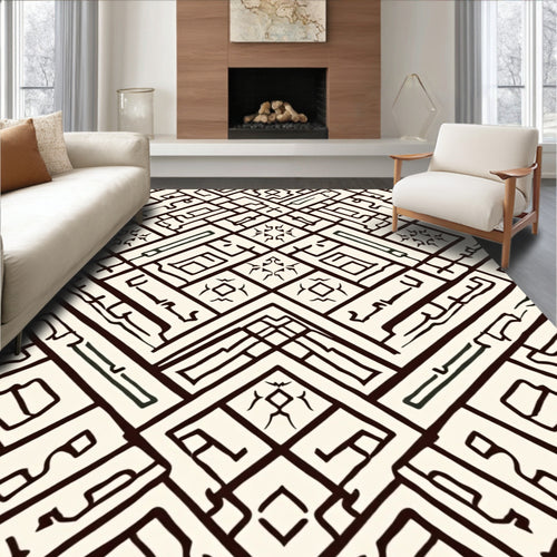 Abstract Geometric Line Art Pattern Rug