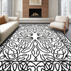 Symmetrical Stylized Floral Pattern Rug