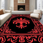 Red Floral Classic Emblem Pattern Rug