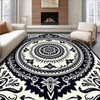 Intricate Circular Floral Mandala Pattern Rug