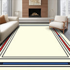 Bold Blue Red Geometric Frame Rug