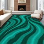 Deep Teal Swirl Abstract Pattern Rug