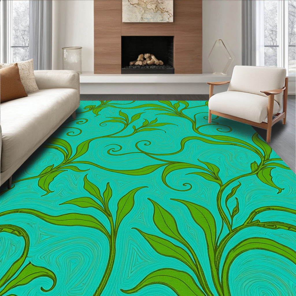 Verdant Swirls Woven Textile Art Rug