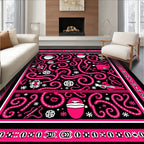 Bold hot pink Santa swirls Rug