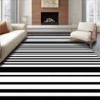 Classic Black and White Stripe Pattern Rug