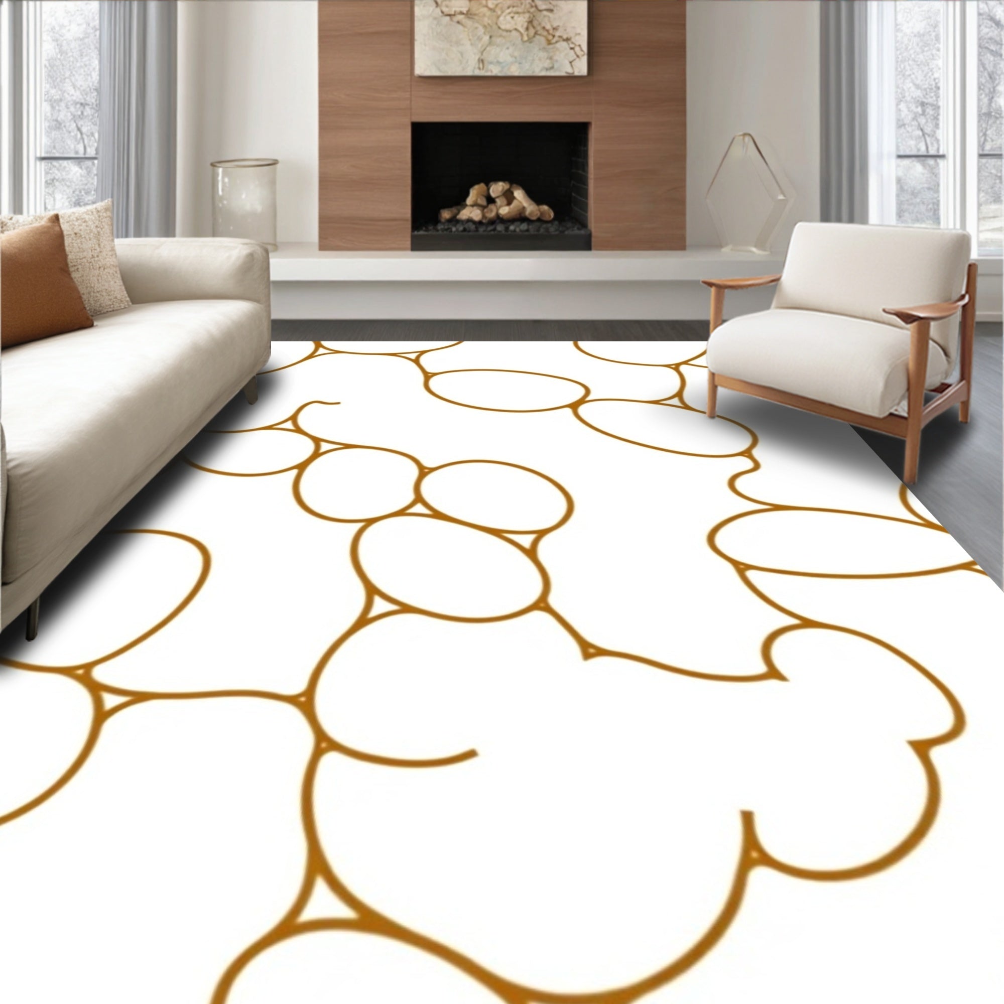 Organic Linked Circles Design Rug