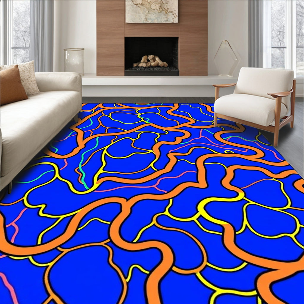 Vibrant Abstract Organic Pathway Rug