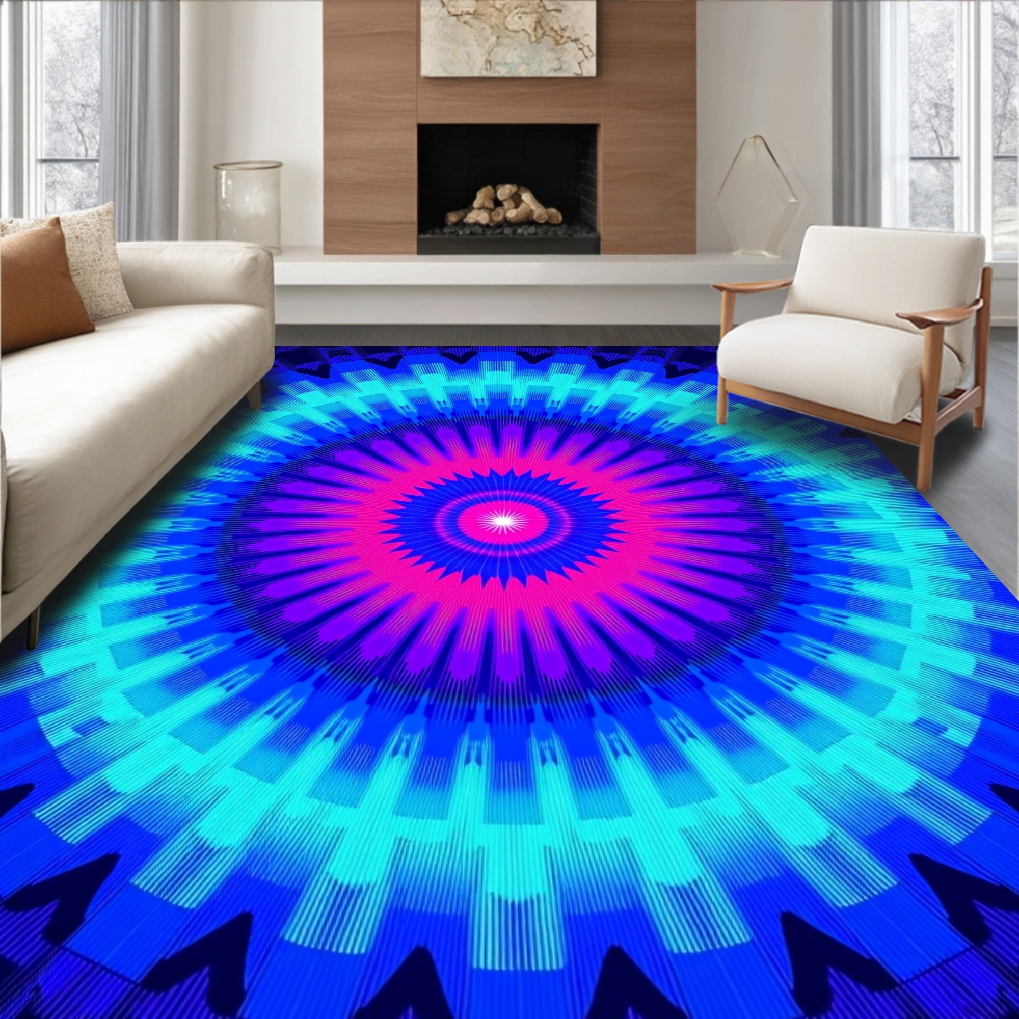 Radiant Circular Pattern With Vivid Colors Rug