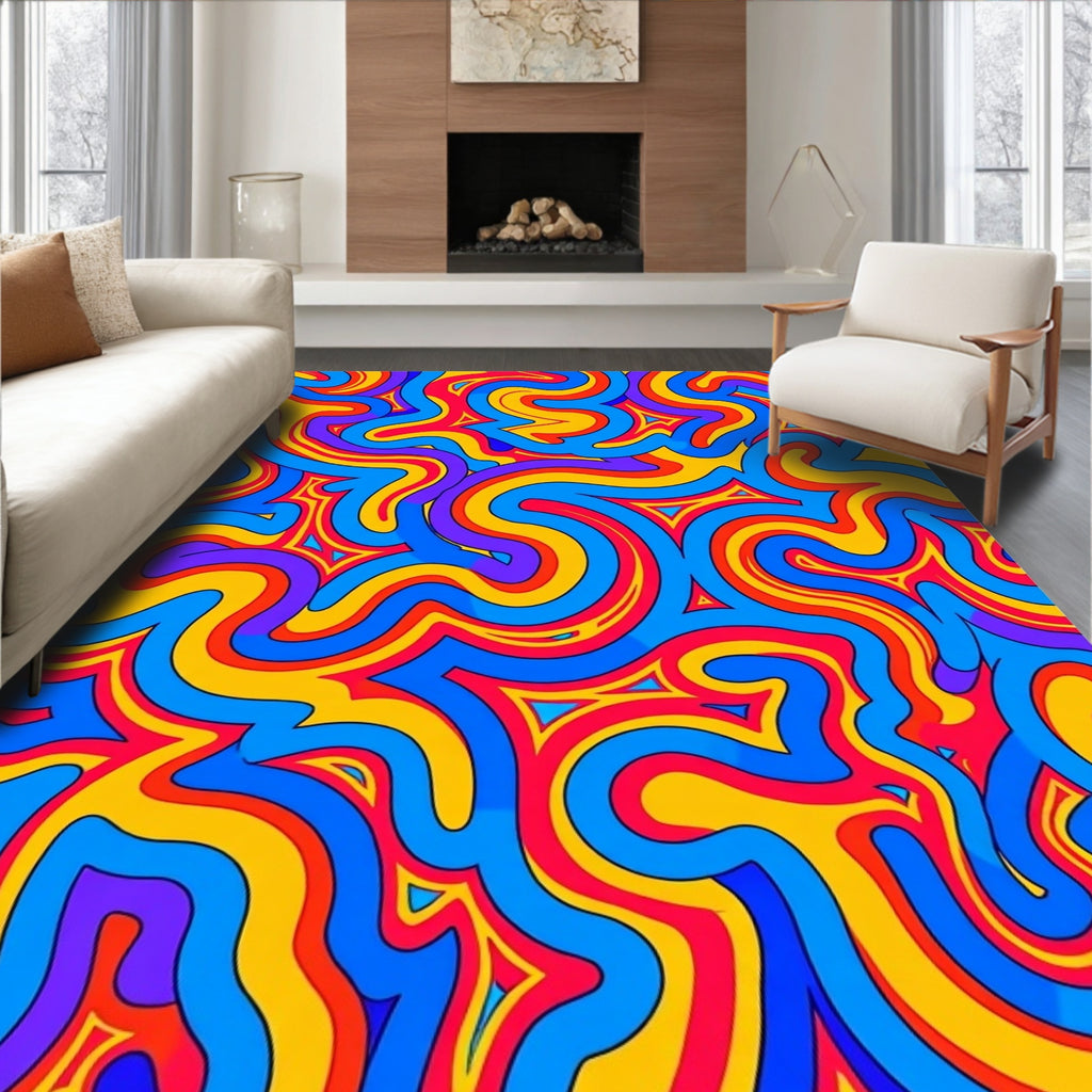 Vibrant Psychedelic Swirls Pattern Rug