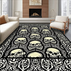 Bold Black And White Skull Scrape Rug