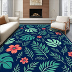 Tropical Leaf Flower Pattern Rug