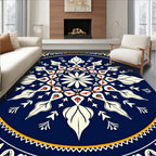 Intricate Floral Medallion Blue Pattern Rug