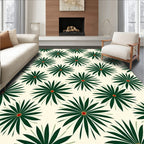 Green Starburst Floral Pattern Rug