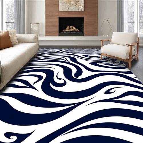 Abstract Dark Wave Pattern Rug