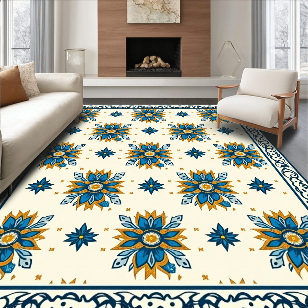 Floral Mid-Century Modern Pattern Rug