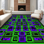 Abstract Circuit Board Geometric Print Rug