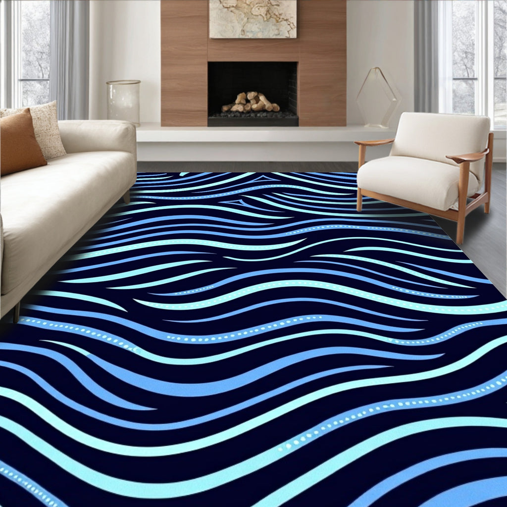 Ocean Wave Abstract Stripe Pattern Rug